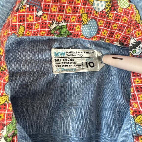 Vtg 70s JC Penney Unique Girls-size 10 Fall Scarecrow Jean Color Button Up Shirt - Picture 5 of 14